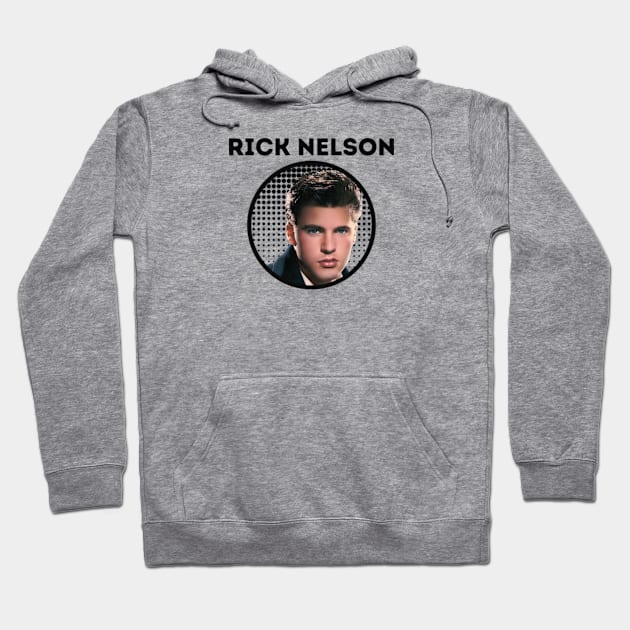 rick nelson ll dark blue Hoodie by claudia awes